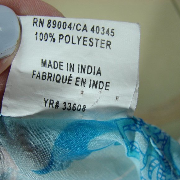 Sheer Blue Tones Open Long Sleeve Boho Mehndi Style Floral Side Slit Cover Up - Picture 15 of 16